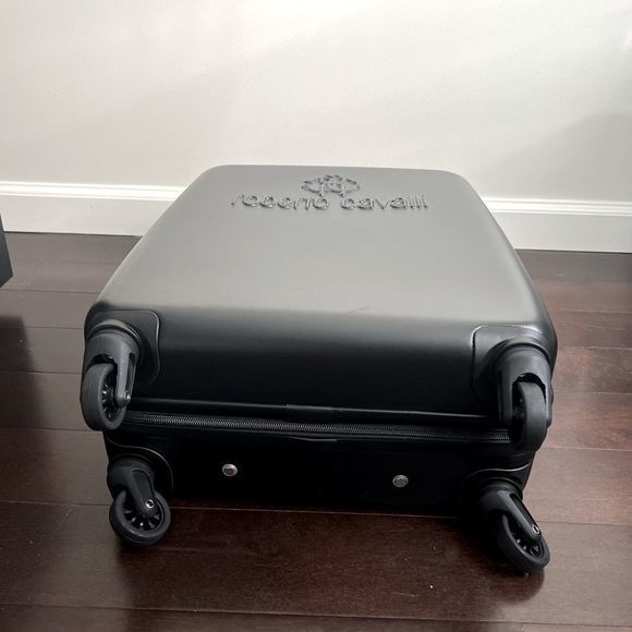 Roberto Cavalli Black Logo Hardshell Carry-On Suitcase Luggage NWT $575 - Picture 4 of 14